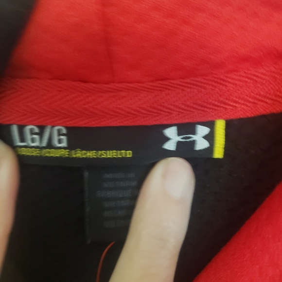 Under Armour Loose Fit Black Red Hooded Sweatshirt Hoodie Large - Picture 5 of 7